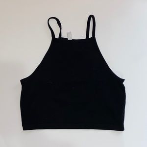 Basic black halter crop top